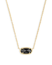 Load image into Gallery viewer, Elisa Gold Pendant Necklace in Black Opaque Glass