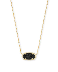 Elisa Gold Pendant Necklace in Black Drusy