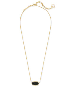 Elisa Gold Pendant Necklace in Black Drusy