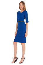 Load image into Gallery viewer, Black Halo 3/4 Sleeve Jackie O Dress - Cobalt Blue