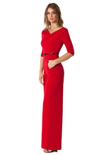 Load image into Gallery viewer, Black Halo 3/4 Sleeve Jackie O Jumpsuit  - Red