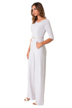 Load image into Gallery viewer, Black Halo 3/4 Sleeve Jackie O Jumpsuit  - White