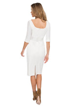 Load image into Gallery viewer, Black Halo 3/4 Sleeve Jackie O Dress - White