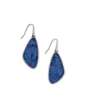 Load image into Gallery viewer, Mckenna Vintage Silver Small Drop Earrings in Navy Wood