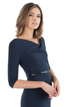 Load image into Gallery viewer, Black Halo 3/4 Sleeve Jackie O Dress - Eclipse