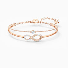 Load image into Gallery viewer, SWAROVSKI INFINITY BANGLE, WHITE, ROSE-GOLD TONE PLATED
