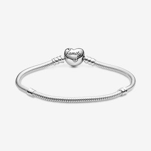 Pandora Moments Family Tree Heart Clasp Snake Chain Bracelet