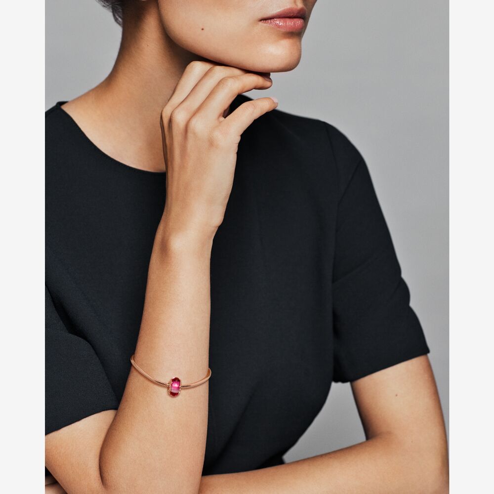 Pink Murano Glass Leaves Charm – Enchantress