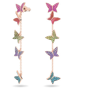 Lilia drop earrings Butterfly, Long, Multicolored, Rose gold-tone plated