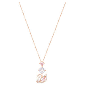 Swarovski Dazzling Swan Y Necklace, Multi-colored, Rose-gold tone plated