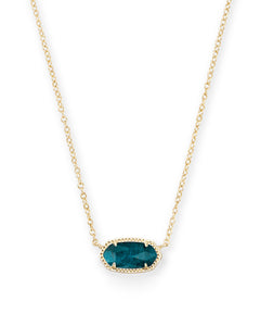 Elisa Gold Pendant Necklace in Aqua Apatite
