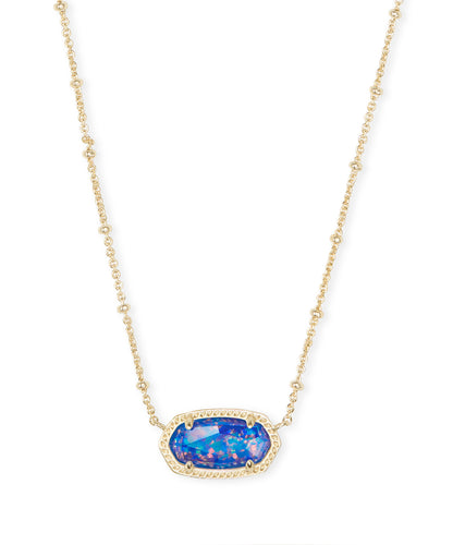 Elisa Gold Satellite Pendant Necklace in Indigo Kyocera Opal Illusion