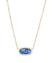 Load image into Gallery viewer, Elisa Gold Satellite Pendant Necklace in Indigo Kyocera Opal Illusion