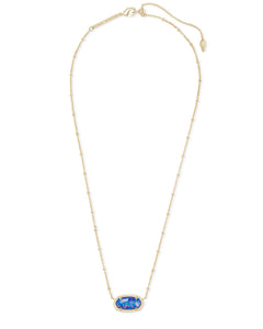 Elisa Gold Satellite Pendant Necklace in Indigo Kyocera Opal Illusion