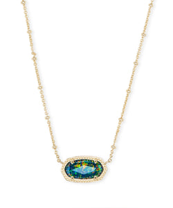 Elisa Gold Satellite Pendant Necklace in Midnight Kyocera Opal Illusion