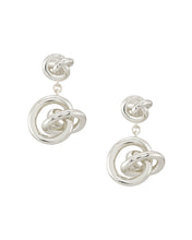 Load image into Gallery viewer, Presleigh Love Knot Drop Earrings in Bright Silver