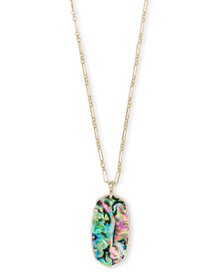 Faceted Reid Gold Long Pendant Necklace in Abalone