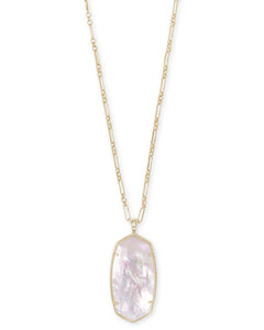 Faceted Reid Gold Long Pendant Necklace in Ivory Mother Of Pearl