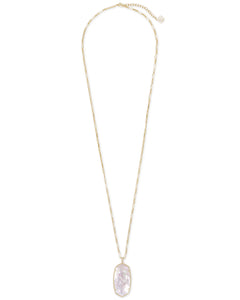 Faceted Reid Gold Long Pendant Necklace in Ivory Mother Of Pearl