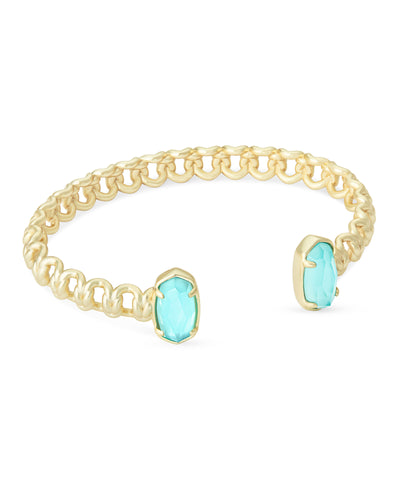 Macrame Elton Gold Cuff Bracelet In Aqua Illusion