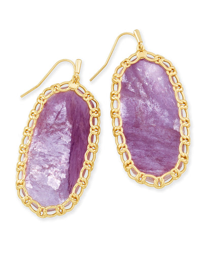 Macrame Danielle Gold Statement Earrings In Purple Mica