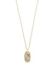 Load image into Gallery viewer, Macrame Reid Gold Long Pendant Necklace In Nude Abalone
