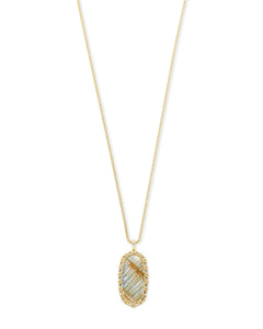 Macrame Reid Gold Long Pendant Necklace In Nude Abalone