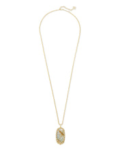 Load image into Gallery viewer, Macrame Reid Gold Long Pendant Necklace In Nude Abalone