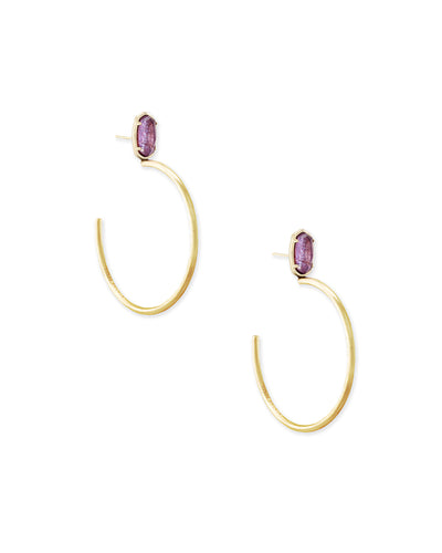 Small Pepper Gold Hoop Earrings in Purple Mica