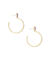 Load image into Gallery viewer, Small Pepper Gold Hoop Earrings in Purple Mica