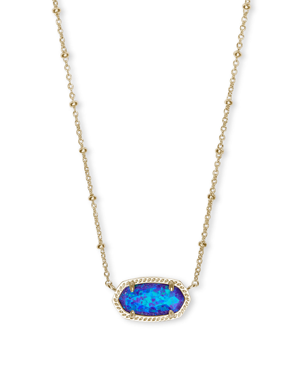 Elisa Satellite Gold Short Pendant Necklace In Violet Kyocera Opal