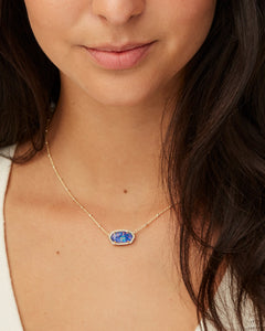 Elisa Satellite Gold Short Pendant Necklace In Violet Kyocera Opal