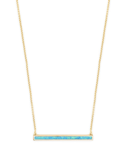 Kelsey Gold Pendant Necklace in Turquoise Kyocera Opal