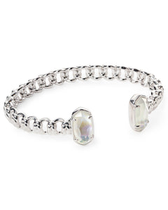 Macrame Elton Silver Cuff Bracelet In Ivory Mother-Of-Pearl