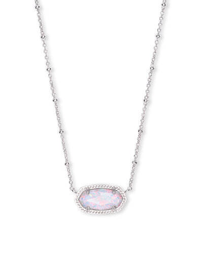 Elisa Satellite Silver Short Pendant Necklace In White Kyocera Opal