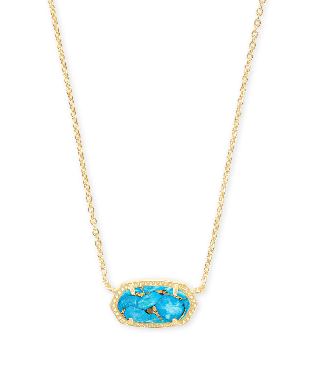 Elisa Gold Pendant Necklace In Bronze Veined Turquoise Magnesite