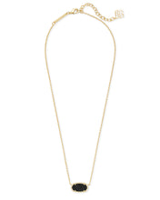 Load image into Gallery viewer, Elisa Gold Pendant Necklace in Black Drusy