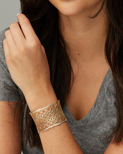 Candice Gold Cuff Bracelet in Rose Gold Filigree Mix