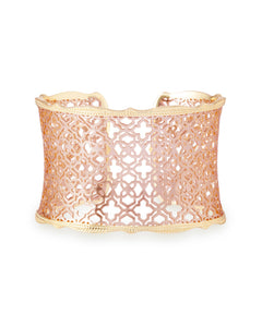 Candice Gold Cuff Bracelet in Rose Gold Filigree Mix