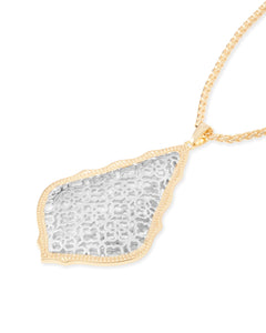 Aiden Gold Long Pendant Necklace in Silver Filigree Mix