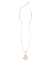 Load image into Gallery viewer, Aiden Gold Long Pendant Necklace in Rose Gold Filigree Mix
