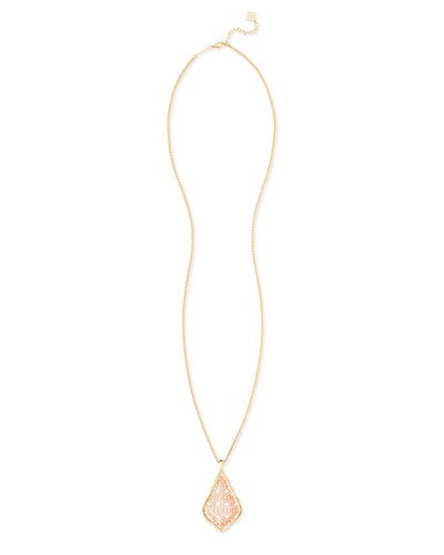 Aiden Gold Long Pendant Necklace in Rose Gold Filigree Mix