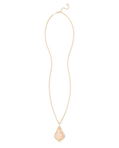 Aiden Gold Long Pendant Necklace in Rose Gold Filigree Mix