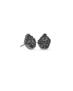 Tessa Gunmetal Stud Earrings in Black Drusy