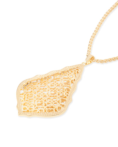 Aiden Gold Long Pendant Necklace in Gold Filigree Mix