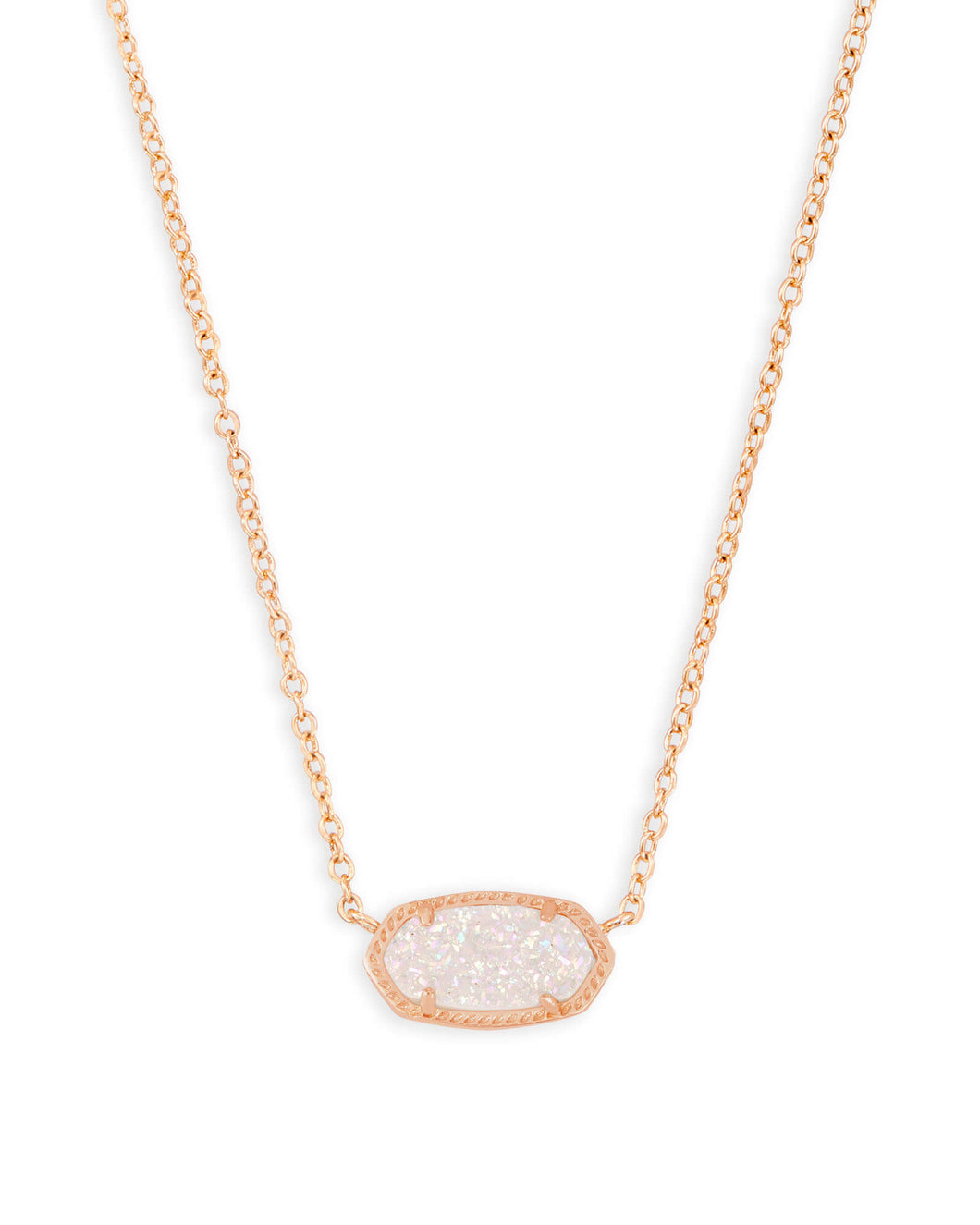 Elisa Rose Gold Pendant Necklace in Iridescent Drusy