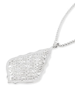 Aiden Silver Long Pendant Necklace in Silver Filigree Mix