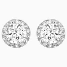Load image into Gallery viewer, ANGELIC PIERCED EARRINGS, WHITE, RHODIUM PLATED