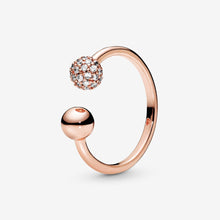 Load image into Gallery viewer, Polished &amp; Pavé Bead Open Ring