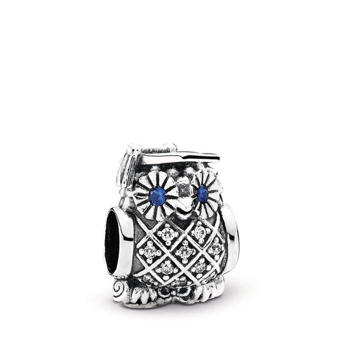 PANDORA Graduate Owl, Swiss Blue Crystal & Clear CZ